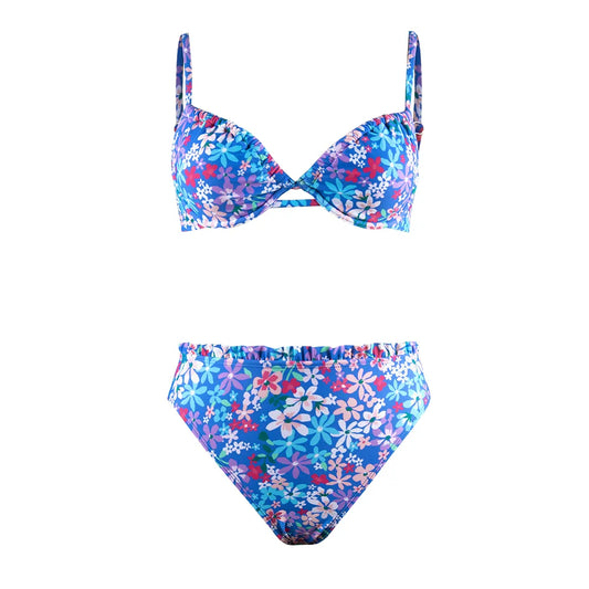 Maillot De Bain Fleuri <br> Coloré Bleu