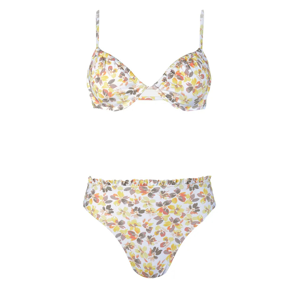 Maillot De Bain Fleuri <br> Coloré Feuille