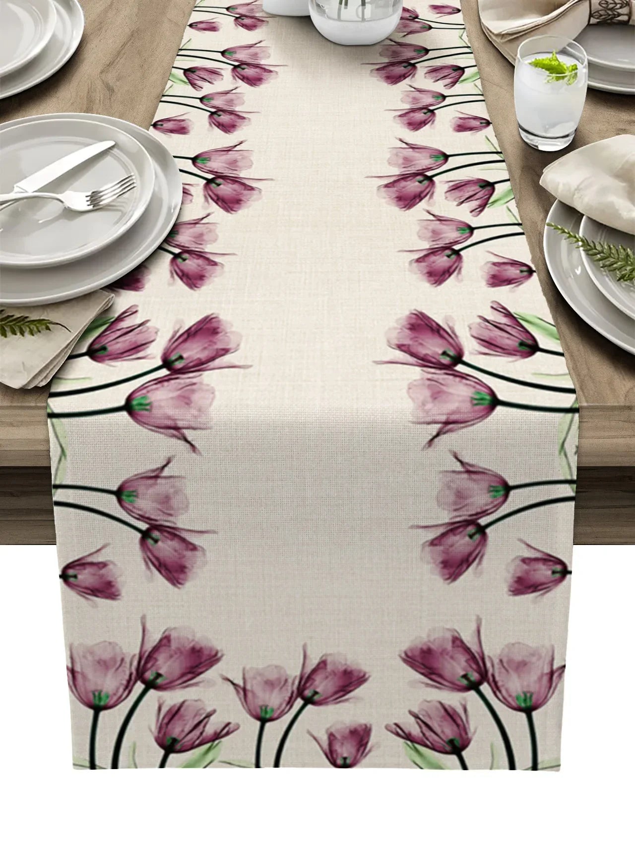 Chemin De Table <br> Fleur Tulipe Violet