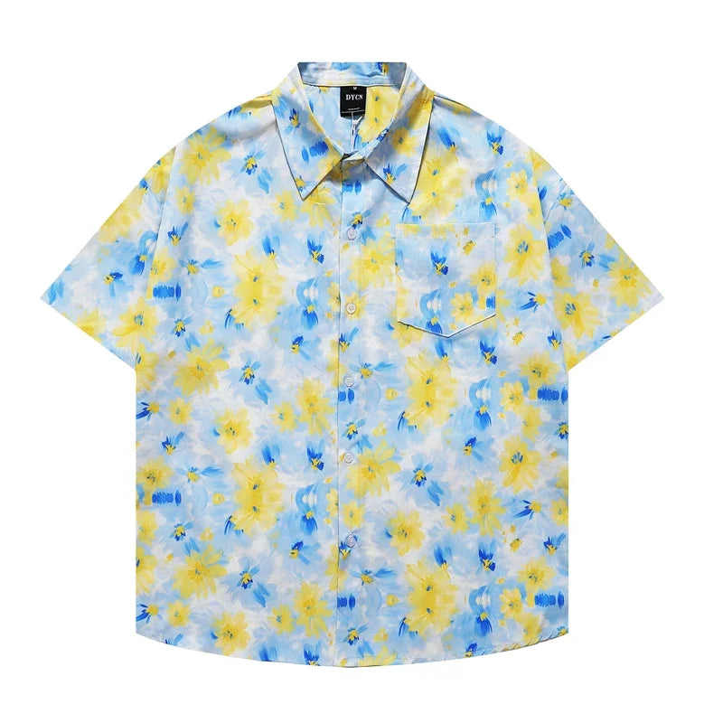 Chemise A Fleur Homme Bleu