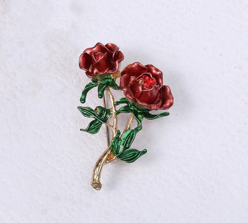 Broche Fleur <br> Mariage Epuré Rouge