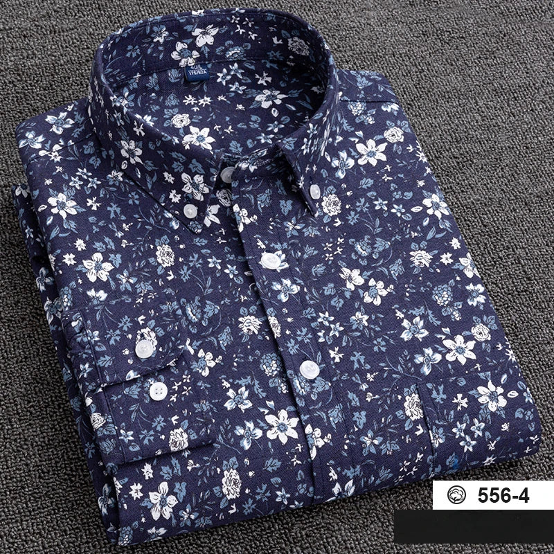 Chemise A Fleur <br> Homme Coton Bleu Marine