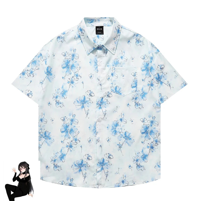 Chemise A Fleur Homme Bleu