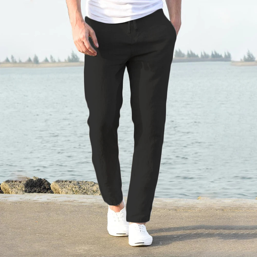 Pantalones de lino estilo mediterráneo para hombre