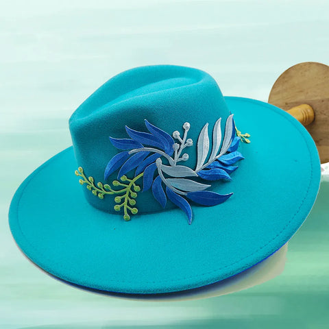 Chapeau Fleurie  Bleu Lagon