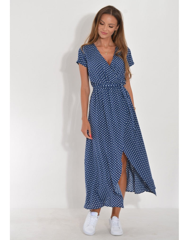 Robe Fleurie <br> Longue Bleu