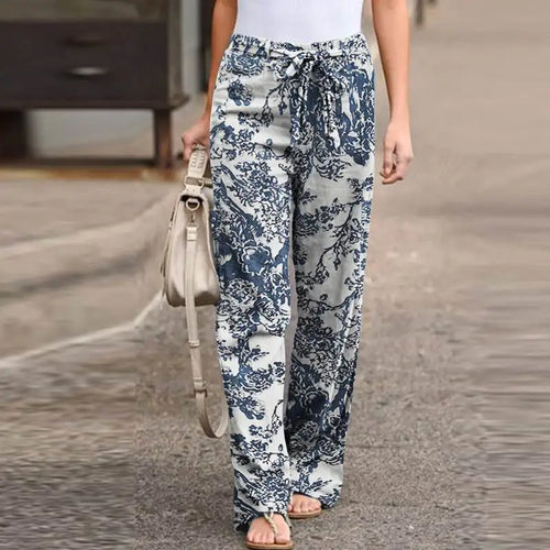 Pantalon en Lin Femme Fleuri
