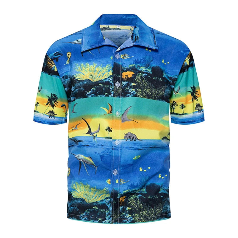 Men's Oversized Hawaiian Flower Shirt