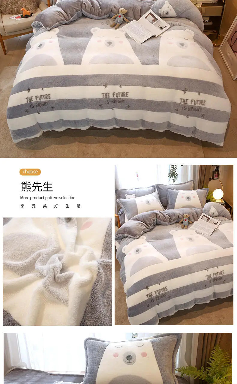 Housse de Couette Fleurie en Polaire