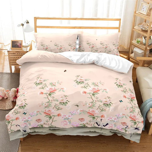 Housse De Couette Fleurie <br> Rose Epuré