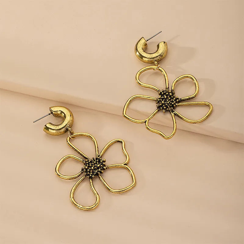 Boucle D'Oreille Fleur <br> Doré Fashion