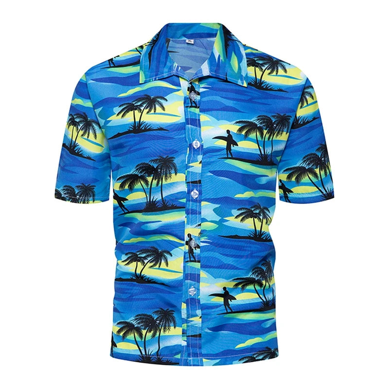 Camisa hawaiana extragrande con flores para hombre