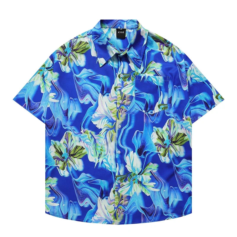 Chemise A Fleur Homme Bleu