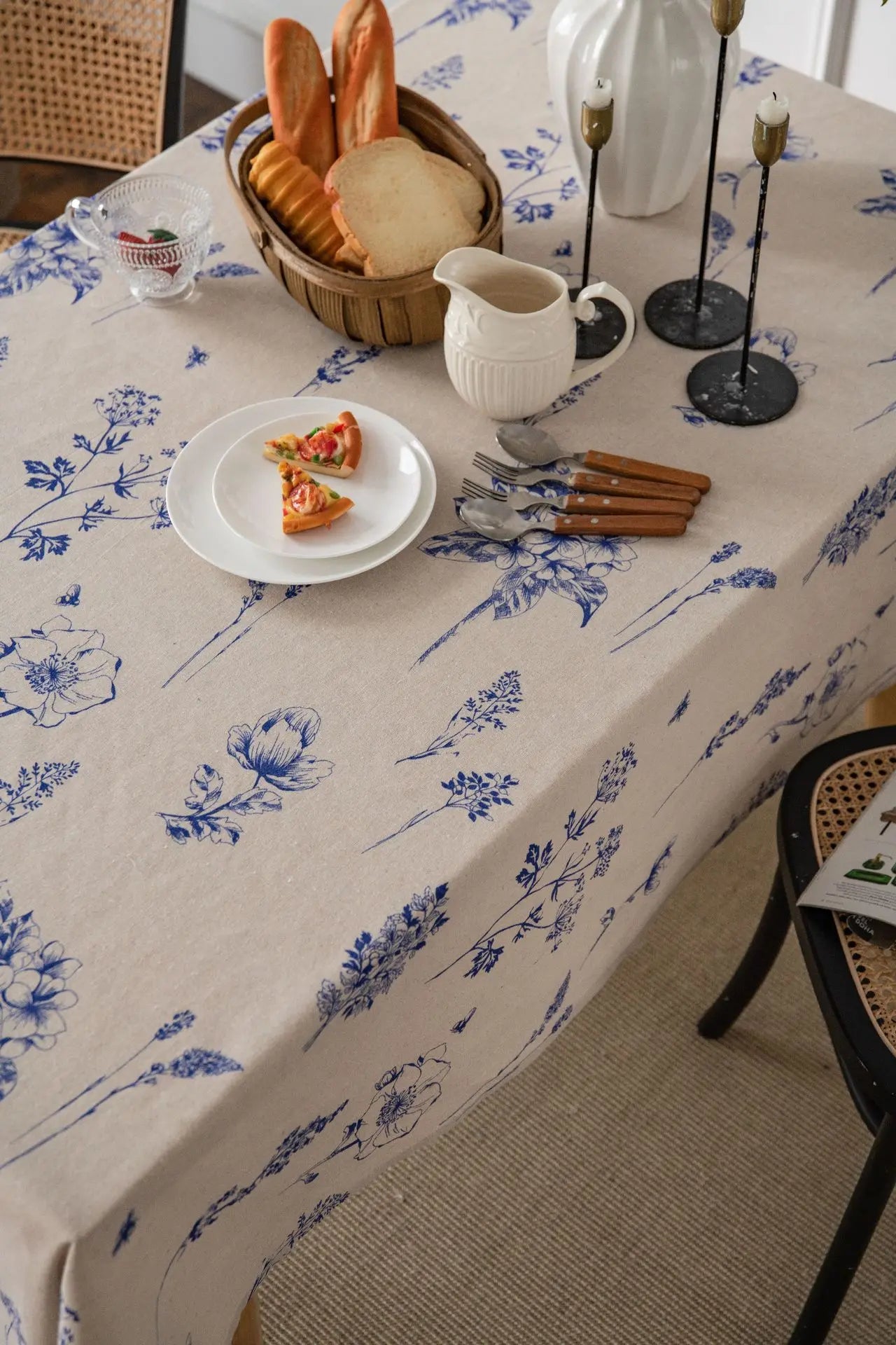 White Floral Tablecloth