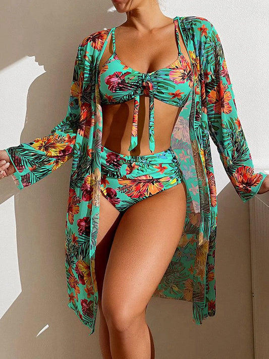 Maillot De Bain Fleuri Bikini <br> Fleuri Turquoise