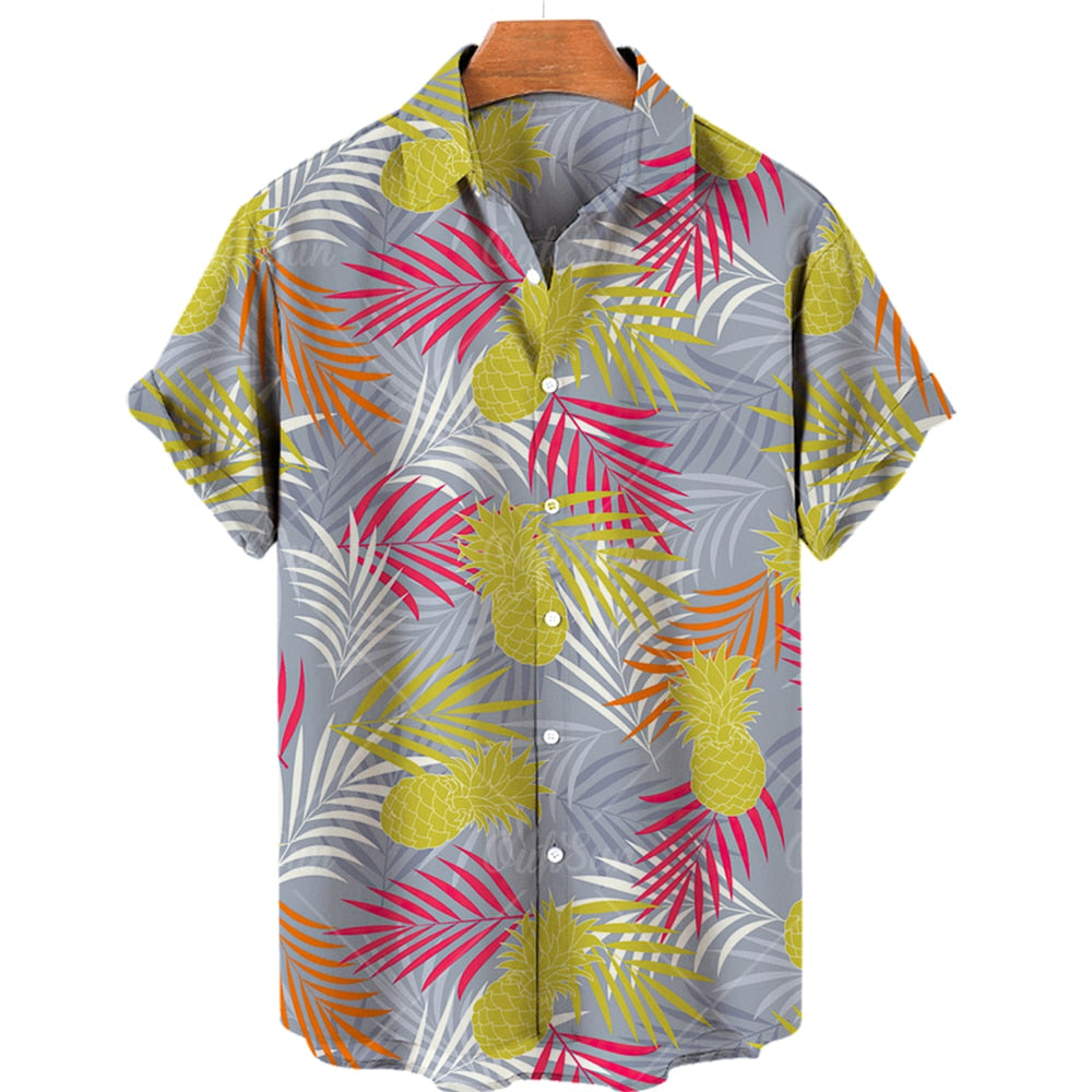 Chemise A Fleur Homme <br> Oversize Fruit Ananas Palmier