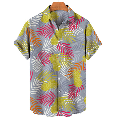 Chemise A Fleur Homme  Oversize Fruit Ananas Palmier