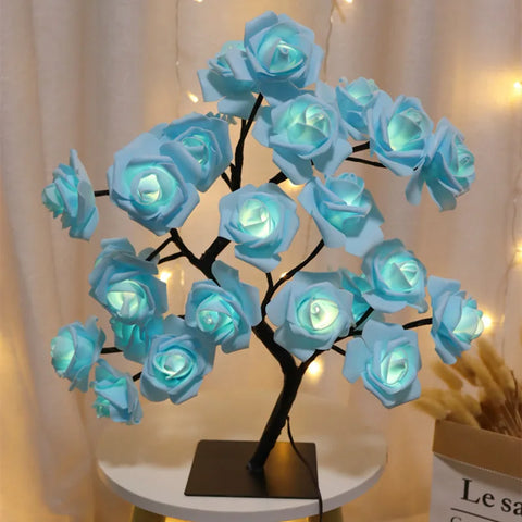 Lampe Fleur  Rose Bleu