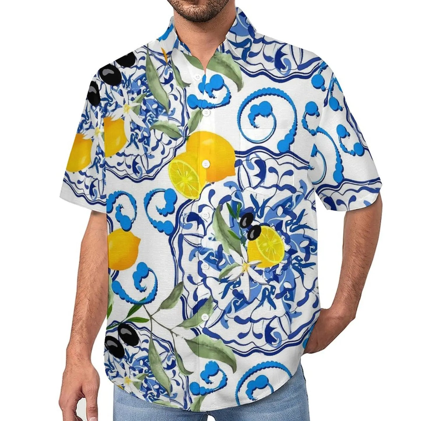 Camisa extragrande con flores para vacaciones para hombre