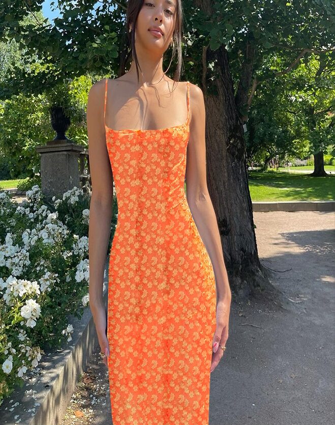 Robe Fleurie <br> Printemps Orange