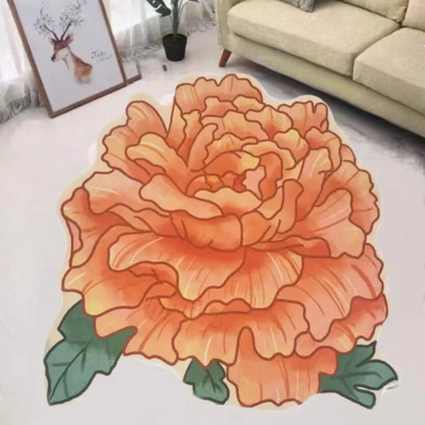 Tapis Fleur  Cartoon Orange