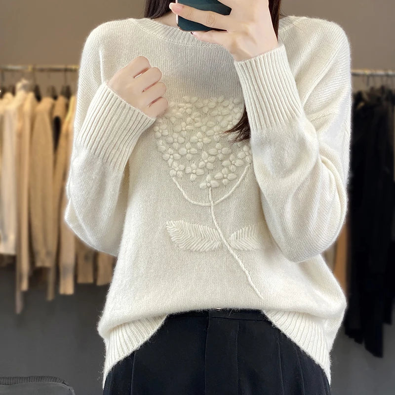 Pullover <br> Fleuri Blanc