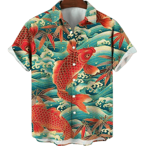 Chemise a Fleur Homme  Poisson Vague