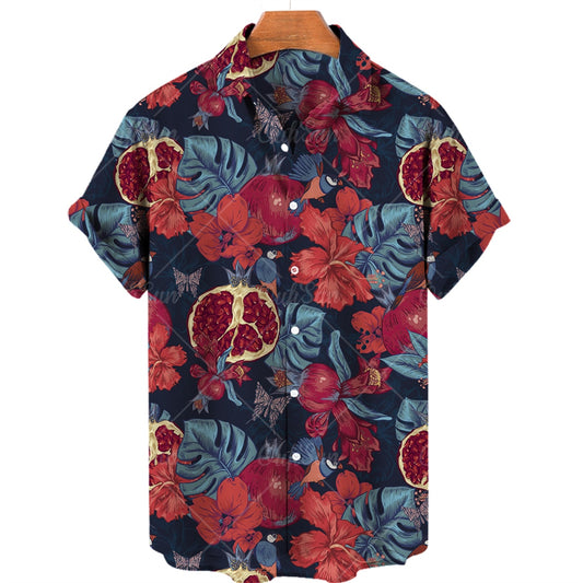 Chemise A Fleur Homme <br> Oversize Fruit Oiseaux