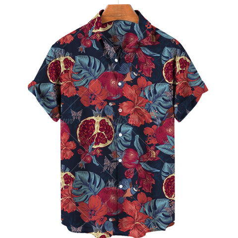 Chemise A Fleur Homme  Oversize Fruit Oiseaux