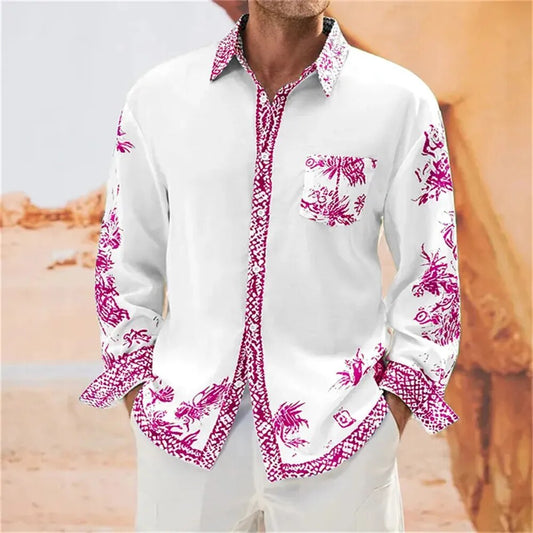 Chemise A Fleur Homme <br> Vintage Rose