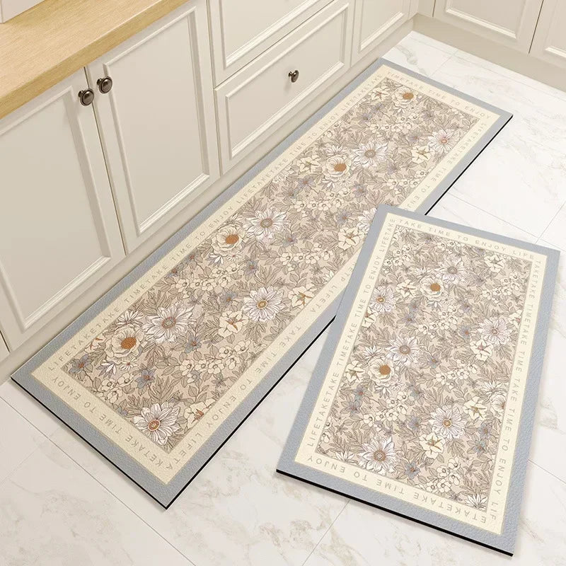 Tapis Sol de Cuisine Fleuri Moderne