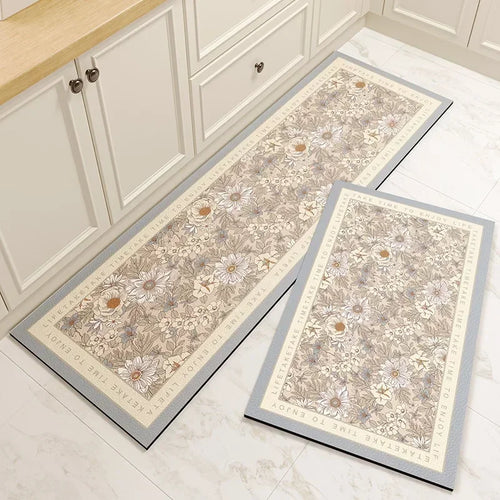 Tapis Sol de Cuisine Fleuri Moderne