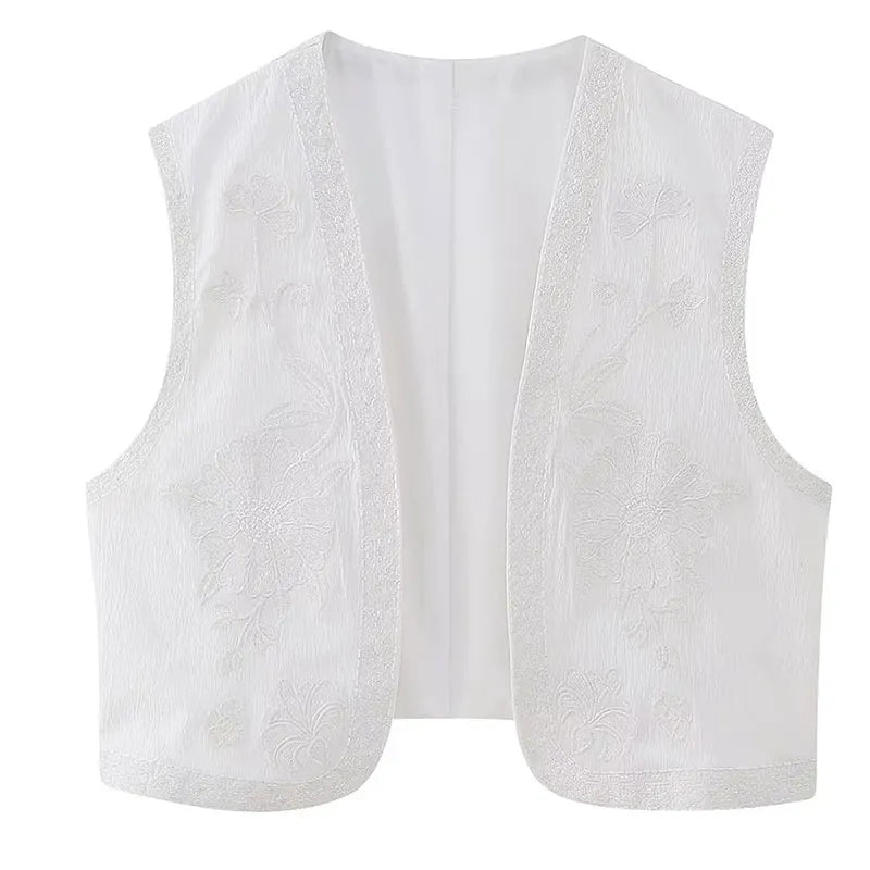 Gilet Fleuri Femme <br> Epuré Blanc