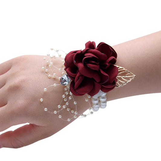 Bracelet Fleur <br> Mariage Rouge Vin