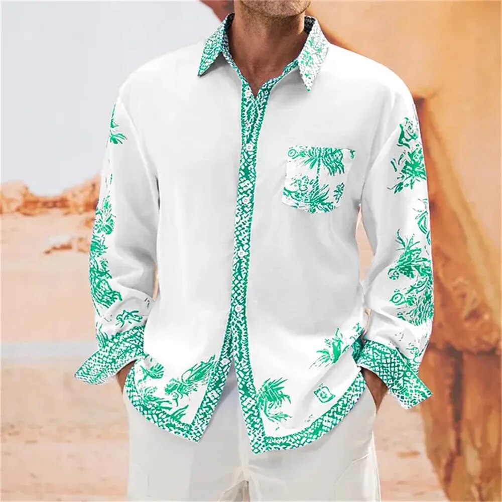 Chemise A Fleur Homme <br> Vintage Turquoise