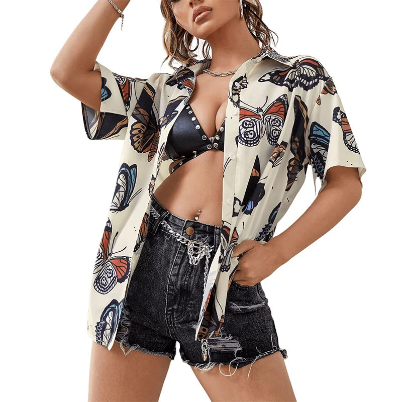 Camisa hawaiana de flores para mujer