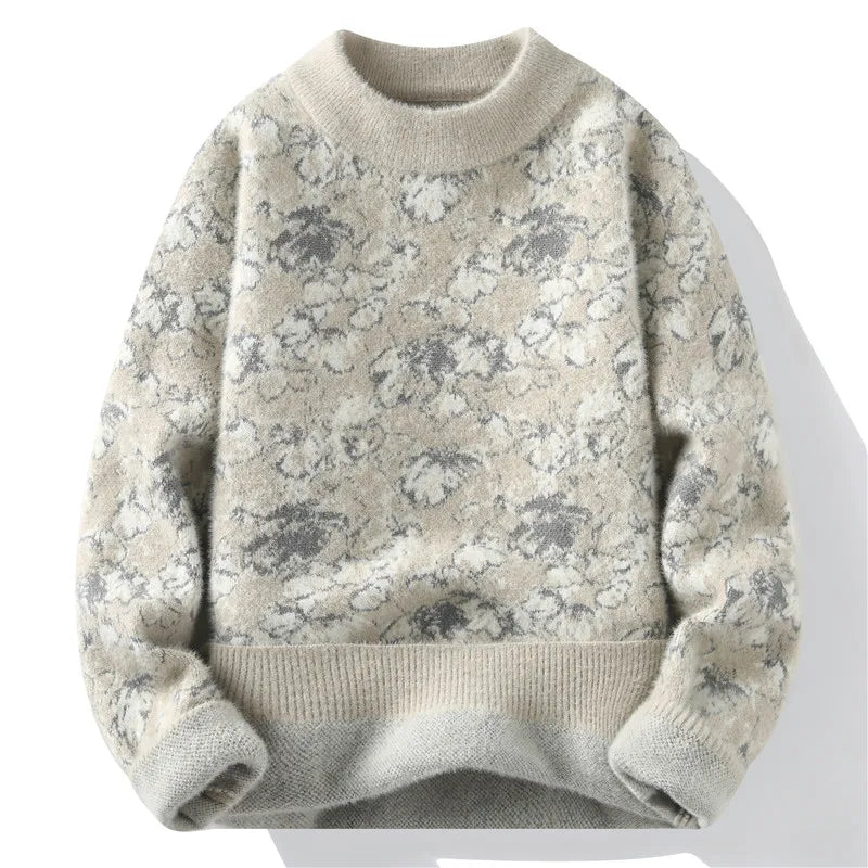 Pull Fleuri <br> Homme Gris Clair