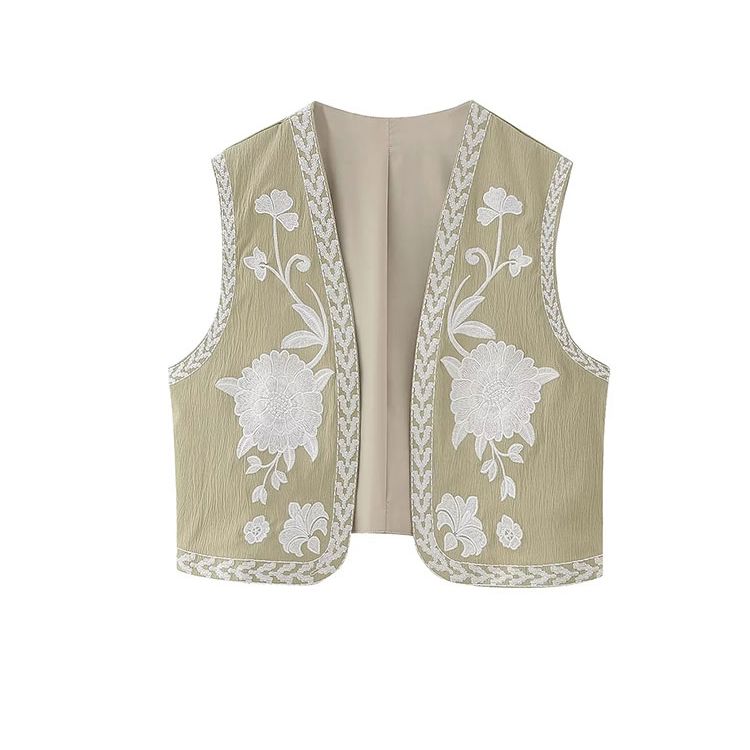 Gilet Fleuri Femme <br> Vintage Jaune Pâle