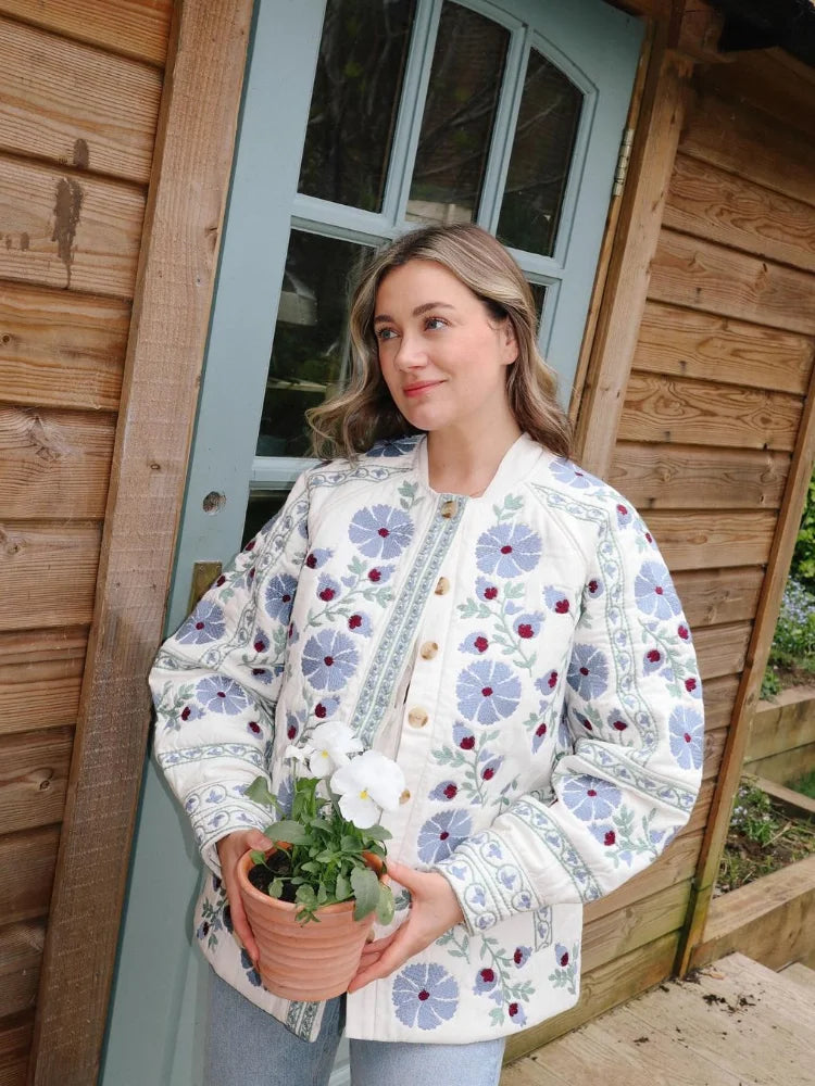 Chaqueta acolchada floral para mujer