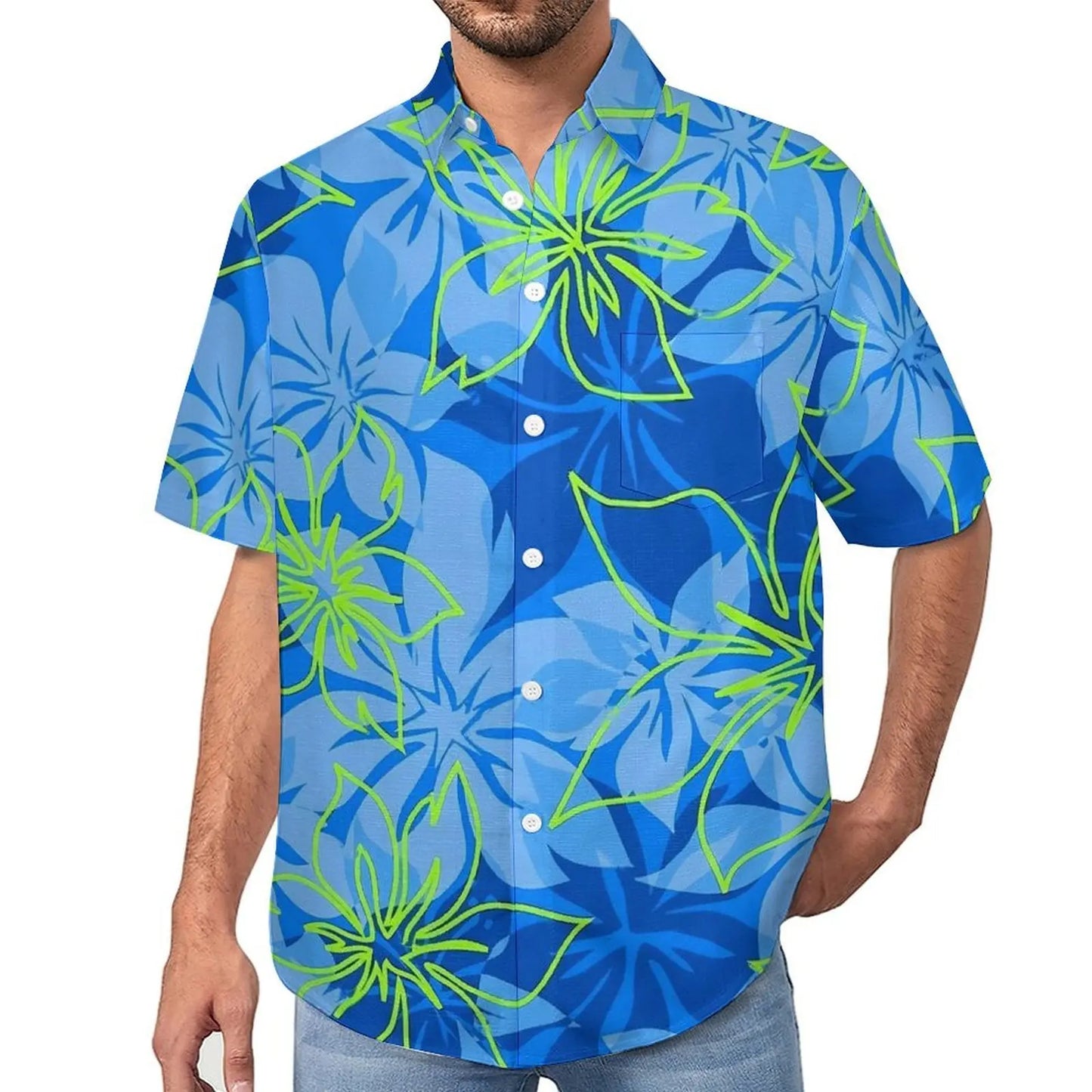 Camisa extragrande con flores para vacaciones para hombre