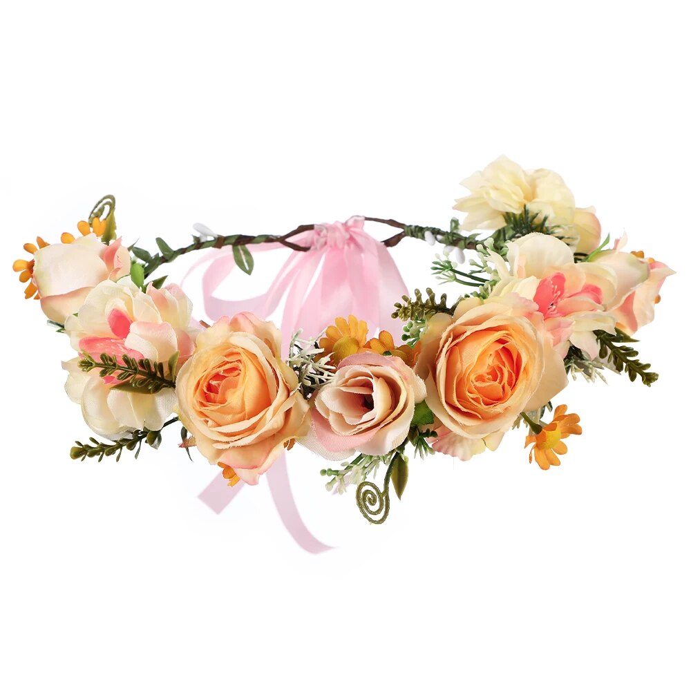 Couronne De Fleurs <br> Design Orange-Rose