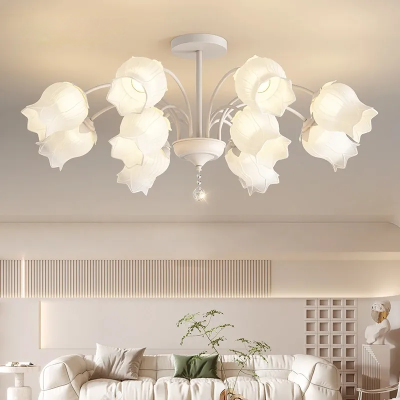 Lampe Fleur <br> Année 80 Blanche