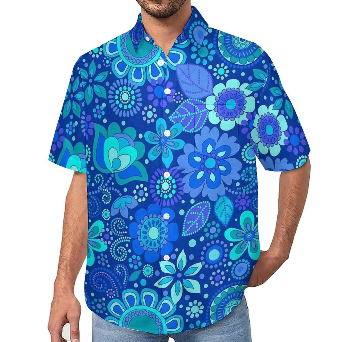 Camisa extragrande con flores para vacaciones para hombre