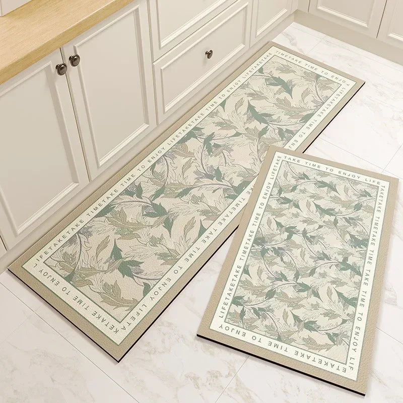 Tapis Sol de Cuisine Fleuri Moderne