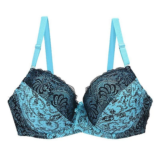 Soutien Gorge Fleuri <br> Sans Armature Bleu