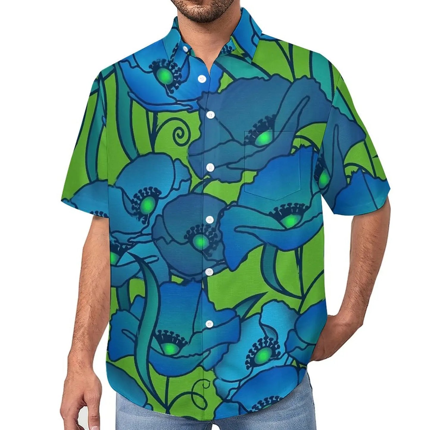 Camisa extragrande con flores para vacaciones para hombre