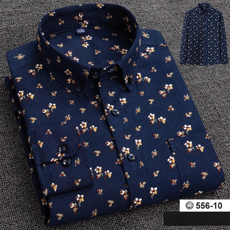 Chemise A Fleur <br> Homme Coton Bleu Foncé