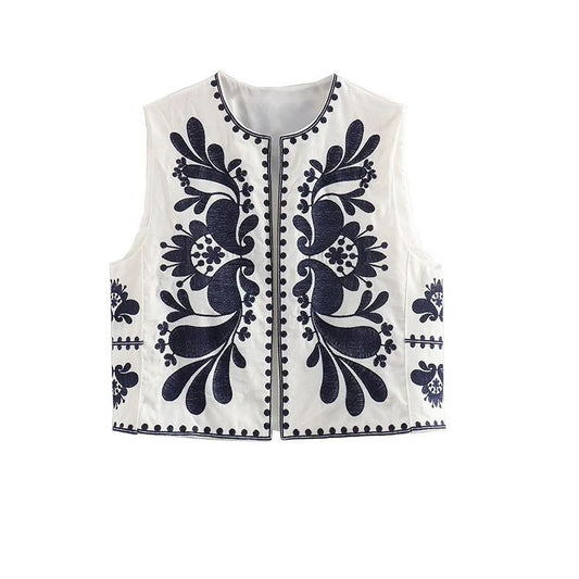 Gilet Fleuri Femme <br> Vintage Blanc