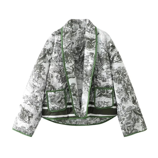 Veste Fleurie <br> Matelassée Vert