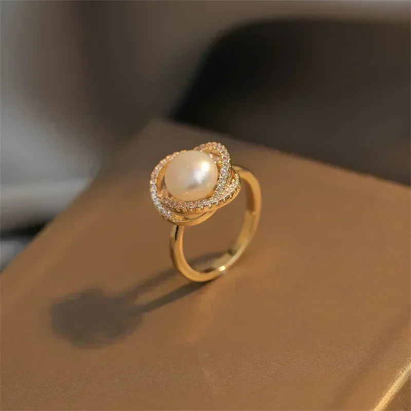 White Rose Flower Ring